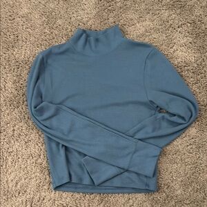 American Eagles Blue Turtle Neck Cropped Long Sleeve Top